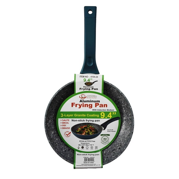 Uniware Aluminum Non-Stick Frying Pan w/Induction Bottom, 3-Layer Granite Coating, 3 Size Variants (9.4")
