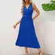 thumbnail image 1 of WILLBEST Vestidos Vestido De Verano Para Mujer Con Escote En V, Color Liso, Plisado Irregularmente, Manga Larga Y Cintura, 1 of 3