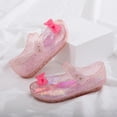 thumbnail image 6 of LIIPEE Girls Sandals Kids Summer Bow Decoration Hollow Out Soft Sole Bright Jelly Shoes Cute Lightweight Hook And Loop Princess Beach Footwear,4-4.5 Years, 6 of 9