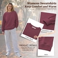 thumbnail image 4 of TEMOFON Sweatshirt for Women Fleece Lined Womens Sweatshirt Crewneck Long Sleeve Pullover Contrast Stitch Drop Shoulder Casual Top M, 4 of 9