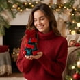 thumbnail image 5 of Kmonabie Mini Tabletop Christmas Tree Decor, Velvet Small Bow Tree Ornament Centerpiece, Holiday Desktop Decoration for Home Bedroom Fireplace Party, 5 of 7
