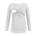 thumbnail image 6 of Sodopo Womens Tops Women Pregnant Nusring V-Neck Long Sleeve Tops Solid Ruffle Blouse Top, 6 of 9