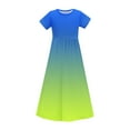 thumbnail image 4 of Short Sleeve Dresses for Girls with Pockets 4-14Y Teens Kids Trendy Crew Neck High Waisted Gradient Printed Beach A-Line Maxi Dress, 4 of 8