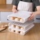 thumbnail image 3 of de bandeja de almacenamiento de huevos de desplazamiento anticolisión con tapa, contenedor apilable de huevos para cocina de refrigerador gris, 3 of 8