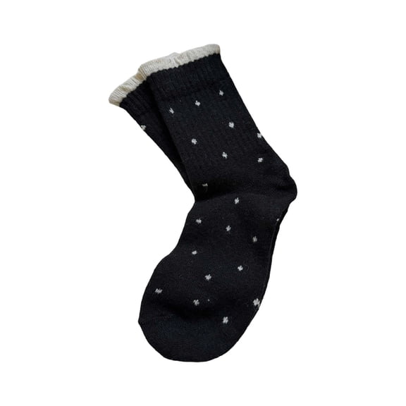 successthop Low Socks for Women Daily Crew Ladies Short Comfortable Soft Casual Polka Dots Summer Sock Black
