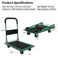 thumbnail image 2 of Push Cart , Dolly Cart with Wheels Moving Platform Hand Truck, Furniture Dolly Foldable for Easy Storage and 360 Degree Swivel Wheels with 330lb Weight Capacity, Green, 2 of 7