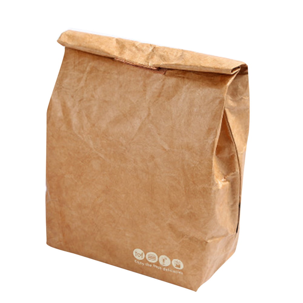 LIJUMN Lunch Bag 6L Brown Paper Environmentally Friendly Reusable Lunch Box Durable Insulated Thermal Kraft Paper Bag Covered With aluminum film 