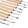thumbnail image 3 of Juego de herramientas para esculpir cera y arcilla con espátula de acero inoxidable, 11 Uds., mango de madera, herramientas Stylus, Kit de pintura de roca para escultura de cerámica XianweiShao 9024715977342, 3 of 5