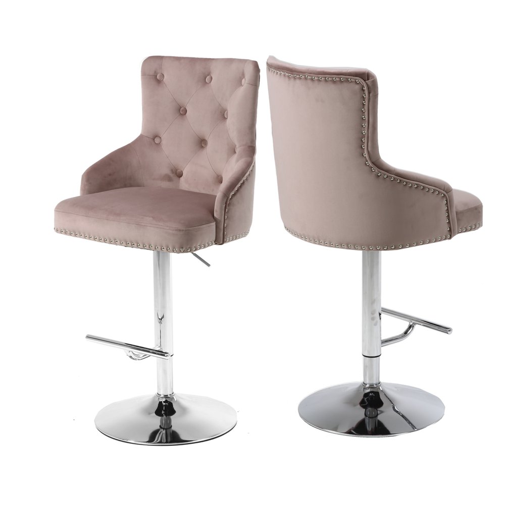 Claude Pink Velvet Adjustable StoolColorPink Velvet,FinishChrome,StyleContemporary Walmart