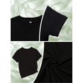 thumbnail image 4 of Camiseta de cuello redondo 100 % algodón con estampado de escuadrón de segundo grado para niña - Camiseta informal, deportiva y de verano con diseño de manzana en forma de lápiz. Ligera, transpirable, 4 of 7