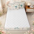 thumbnail image 4 of Erosebridal Vintage Wildflower Zipper Twin Comforter Sets with Fitted Sheet and 2 Pillowcases for Women Girls, Cream Simple Floral Zipper Bedding Set, Reversible, 4 Pieces, 4 of 7