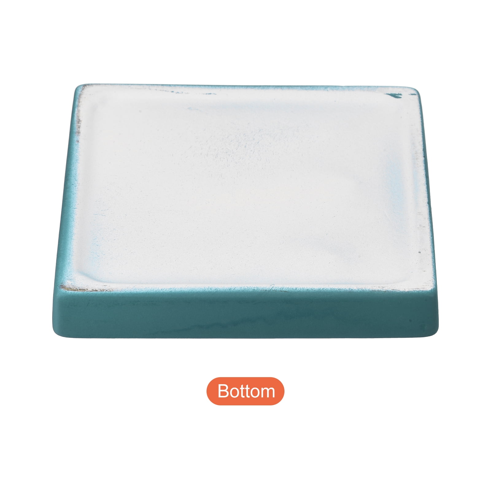Unique Bargains Ceramic Square Planter Saucer Flower Pot Drip Tray Coaster 2 Pack Cyan