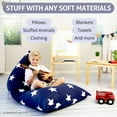 thumbnail image 3 of Butterfly Craze Bean Bag Chair Cover, Functional Toddler Toy Organizer, Fill with Stuffed Animals to Create a Jumbo, Comfy Floor Lounger for Boys or Girls, Stuffing Not Included, Navy Stars, 3 of 9