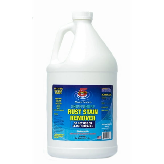 Force 5 SHIPN'SHORE Rust Stain Remover, Instantly Remove Rust Stains Marina, Vehicle And Home. FAST ACTING! ODOR FREE! BIODEGRADABLE! Great On Fiberglass Boat Hulls. Hard Water Stains Walls and Fences