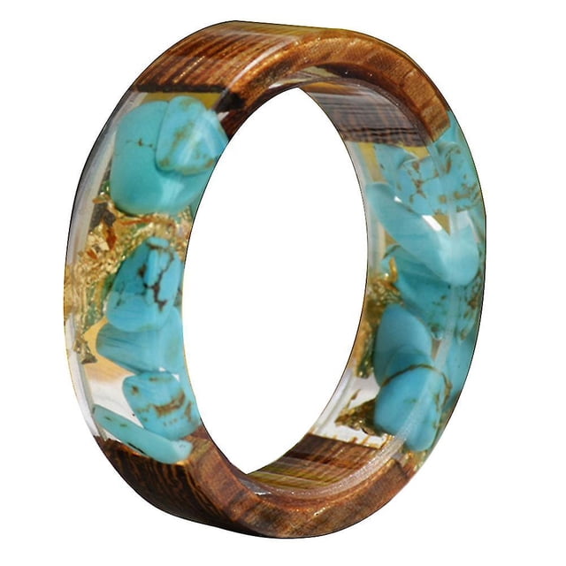 Anillo de dedo transparente con flores secas de madera para mujer, joyería creativa, regalo de cumpleaños
