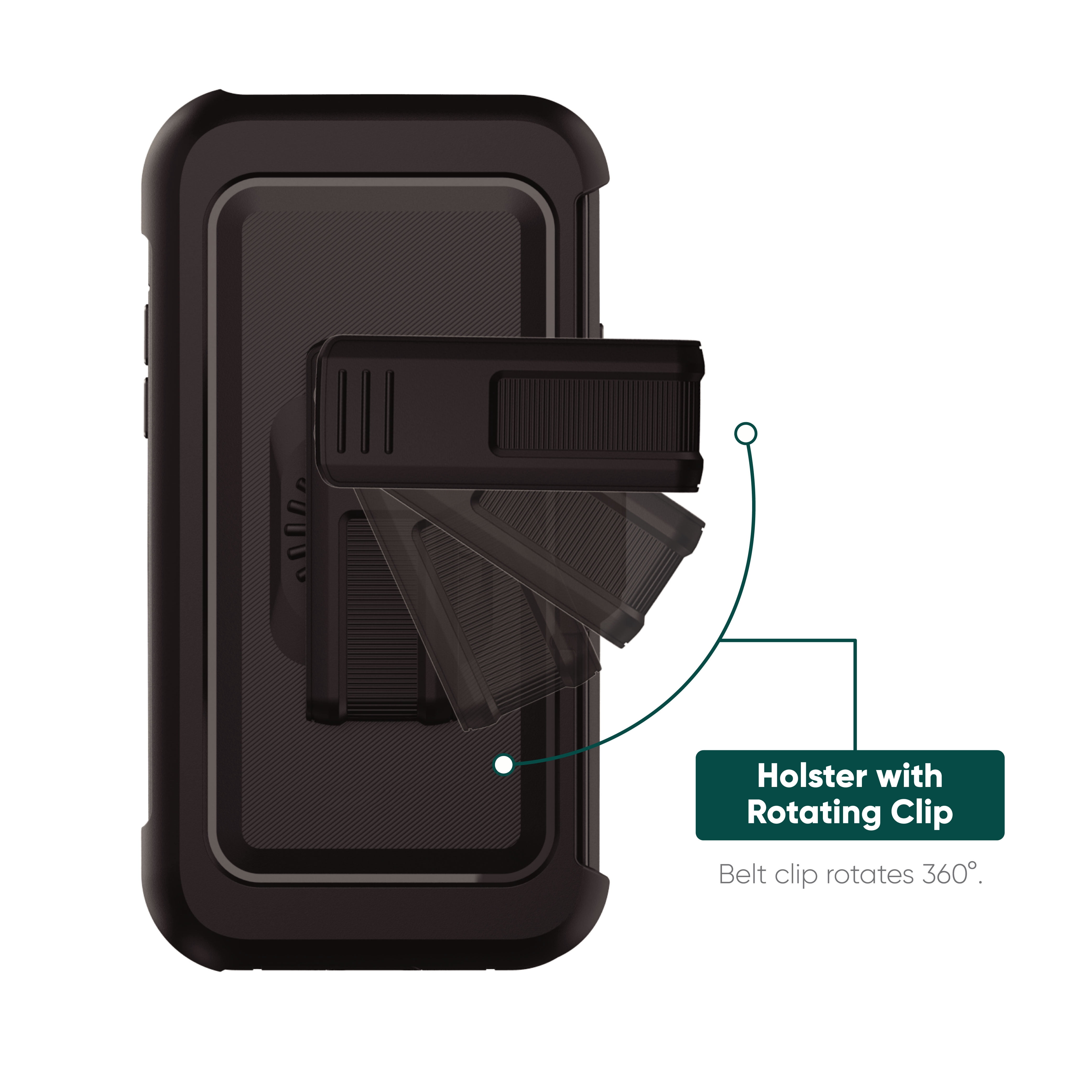 onn. Rugged Phone Case with Holster for iPhone 13 Pro - Black