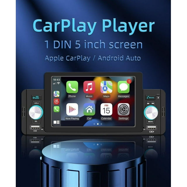Lecteur radio Bluetooth Stéréo pour Voiture de 5 Pouces avec Écran Tactile Din Simple Carplay Android-