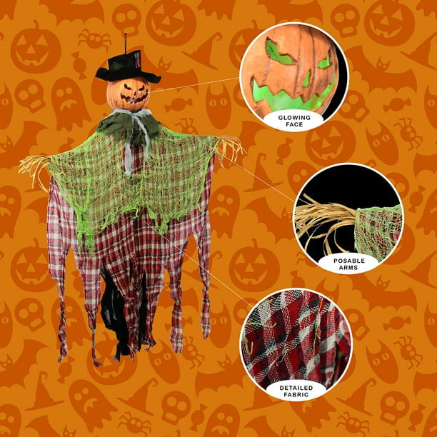 Jack O Lantern Scarecrow Haunted House Prop Animatronics Halloween Party Decor Jack O Lantern Scarecrow Haunted House Prop Animatronics Halloween Party Decor