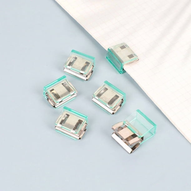 Minicarpeta de colores | Clip metálico de empuje y tracción para organizar documentos, fotos y cables | Clip pequeño de 5,5 x 2 cm con capacidad para 60 hojas | Verde, amarillo, azul y transparente