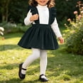 thumbnail image 6 of Auroural Toddler Girls Ruffle Strap Suspender Skirt Kids A Line Flared Pinafore Skirt for Daily Wear Multiple Solid Colors, 6 of 9