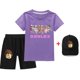 thumbnail image 1 of Conjunto de tres piezas de juego Roblox, periféricos, trajes casuales bidimensionales, camisetas y pantalones cortos para niños y niñas + sombreros, 1 of 4
