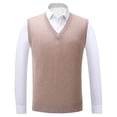 thumbnail image 4 of FINALGANG Men Sweater Vest Solid Color Sleeveless V Neck Knitted Vest Plain Pullover Tops Office Casual Daily Outdoor Wear Stylish Knitwear, 4 of 5