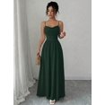 thumbnail image 7 of Dark Green Womens Elegant Spaghetti Strap Ruched Waist Flowing Maxi Dress For Wedding Guest Or Formal Occasion, 7 of 7