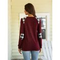 thumbnail image 2 of CALIPESSA Womens Fall Buffalo Plaid Color Block Tunic Blouses Long Sleeve Casual Stitching Detail Red Pullovers, 2 of 5