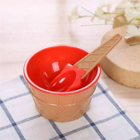 

VALSEEL Kitchen Gadgets Lovely Ice Cream Bowl Spoon Set Dessert Bowl DIY Ice Cream Tools for Festive Party Kids Gift