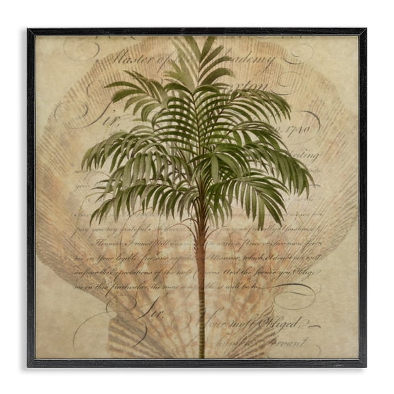Stupell Industries Subdued Tropics Palm Black Framed Giclee Art, design by Steve Hunziker