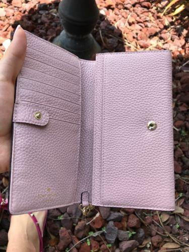 Kate Spade Cobble Hill Rae Pebble Leather Wristlet Wallet Bi Fold Pink $148
