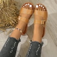 thumbnail image 4 of Aueoeo Women's Flat Slides Sandals Fashion Summer Comfortable Slippers Round Open Toe Casual Beach Shoes, 4 of 9