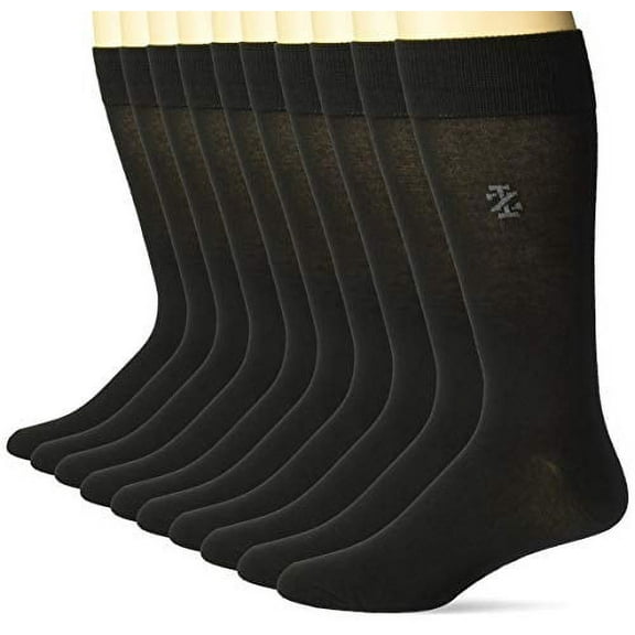 Izod Men's 10PK Dress Socks, blackBlack - Solid, 6-13