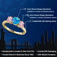 thumbnail image 2 of Gem Stone King 18K Yellow Gold Plated Silver Simulated Blue Opal and Pink Lab Grown Diamond Engagement Ring for Women | 1.30 Cttw | Round Cabochon 6MM | Gemstone October Birthstone | Size 8, 2 of 6