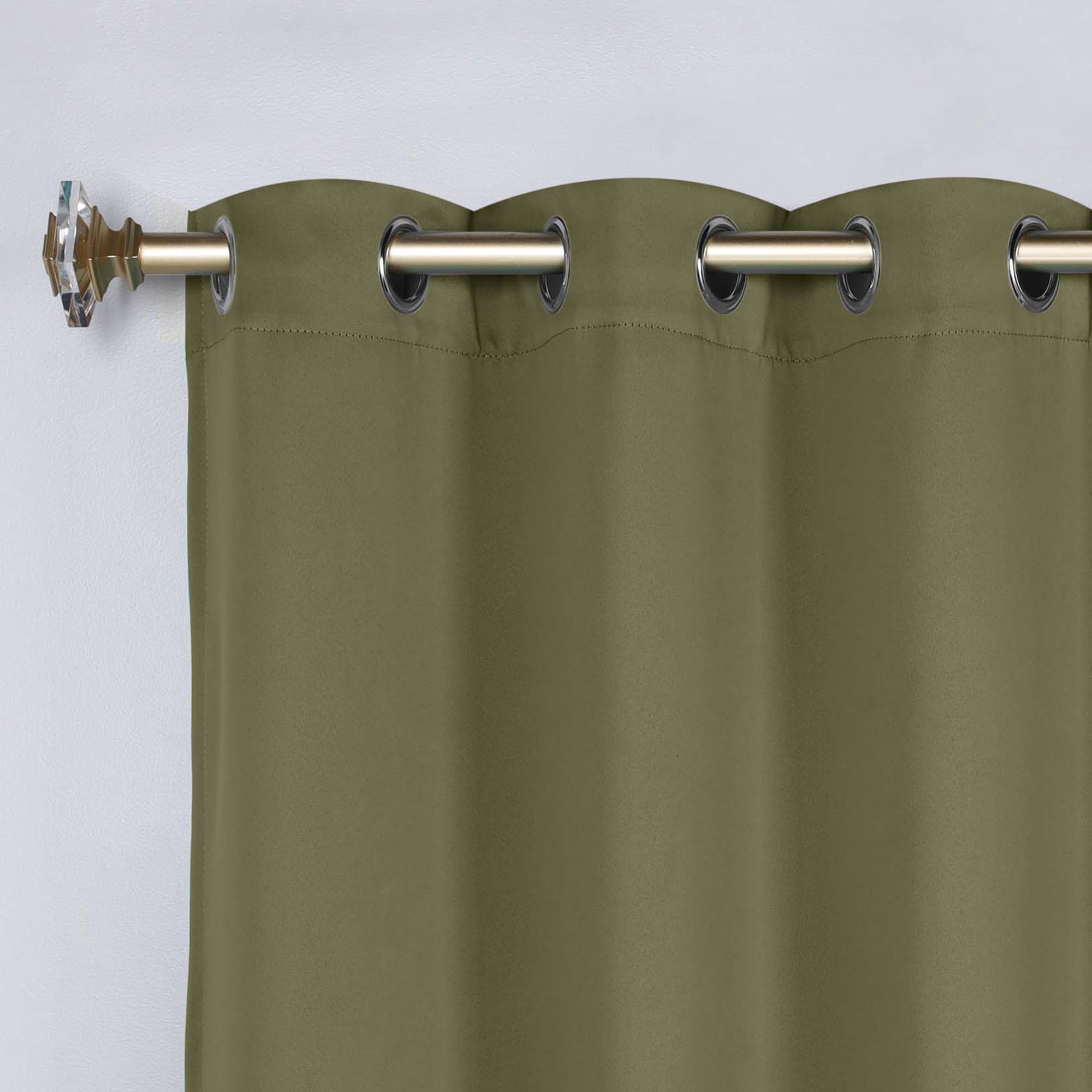 Superior Blackout Solid Light Filtering Grommet Curtain Panel Set, 46" x 63", Olive Green