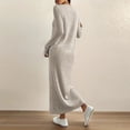 thumbnail image 5 of Yucgh Women's Long Sleeve Dress Fall Casual T Shirt Loose Fit Pleated Front Dress with Pockets, Round Neck Maxi Dress, Knit Sweater Dress for Women,L, 5 of 5