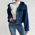 thumbnail image 3 of Women's Short Wool Button-Down Lapel Warm Puffy Coat with Pockets, 3 of 8