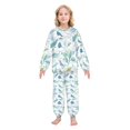 thumbnail image 2 of Fluffy Pajamas Set Fuzzy Winter Warm Pj Sets Pullover Tops and Long Pants Blue Leaves Small, 2 of 8