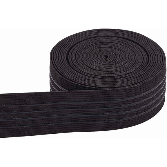 6 Yards 37mm Wide Non-Slip Elastic Band Straight Silicone Elastic Gripper Band Flat Waistband for Garment Sewing Project Black Black