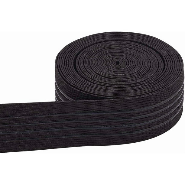 Banda elástica antideslizante de silicona de 6 yardas y 37 mm de ancho, recta, para cinturilla plana, para proyectos de costura de prendas, color negro.