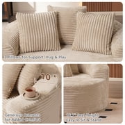 Ovios 58 Oversized Lounge Chair Round Cloud Deep Seat Accent Chair Plush Corduroy Boneless Sofa Chair for Living Room, Beige