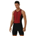 thumbnail image 2 of YEAHDOR Mens Zipper Swimwear Rash Guard Stretchy Racer Back One-Piece Surfing Swimming Jumpsuit Red XXL, 2 of 7