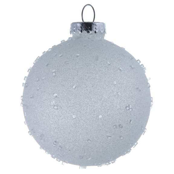 Vickerman 4.75" White Ice Ball Ornament, 4 per Bag