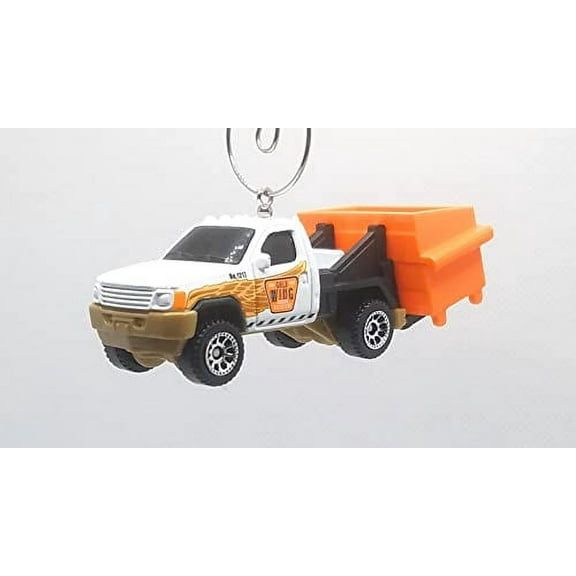 Christmas Ornament for Trash Garbage Dumpster Delivery Truck White Orange