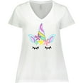 thumbnail image 3 of Inktastic Unicorn Face Women's Plus Size V-Neck T-Shirt, 3 of 5