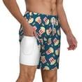 thumbnail image 3 of Picia Popcorn With Glasses pattern Mens Swim Trunks with Compression Liner Stretch Beach Shorts Quick Dry with Zipper Pockets No-Chafing Board Shorts-3X-Large, 3 of 9