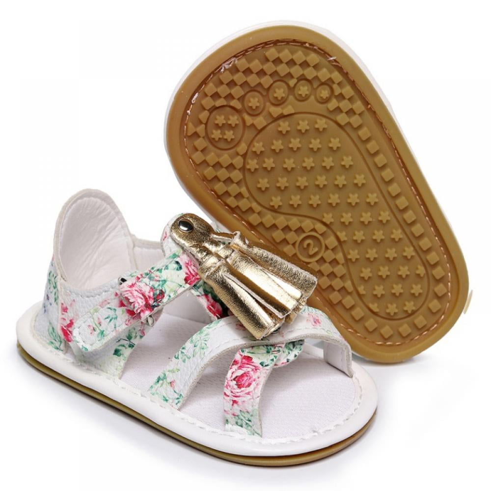 Baby Girls Sandals Summer Soft PU Leather Flower Princess Toddler First Wolkers Flat Shoes 