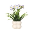 thumbnail image 2 of Flores artificiales con jarrón de cerámica para decoración del hogar, arreglo floral artificial para salón, escritorio, entrada, sin mantenimiento, 2 of 5