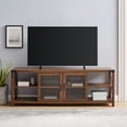 thumbnail image 2 of Farmhouse Glass Door TV Stand for TVs up to 80", Dark Walnut, 2 of 8