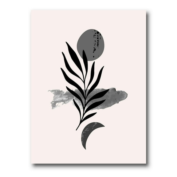Designart ' Abstract Black Tropical Leaf II ' Modern Canvas Wall Art Print